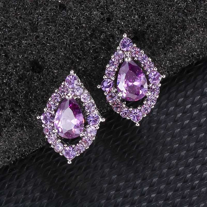 Nadine | Amethyst Halskette und Ohrringe