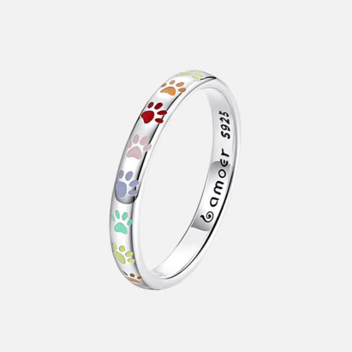 Sterling Silberring mit Pfotenabdruck.