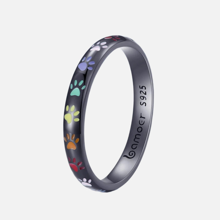 Sterling Silberring mit Pfotenabdruck.