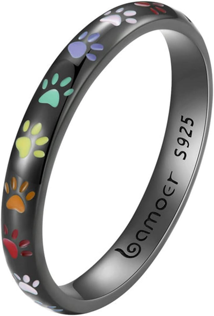 Sterling Silberring mit Pfotenabdruck.