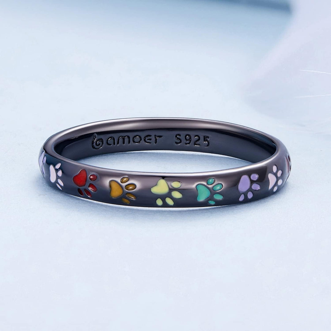 Sterling Silberring mit Pfotenabdruck.