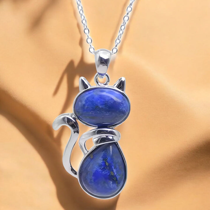 Kette mit Katzenanhänger aus Naturstein